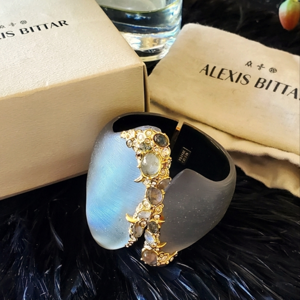 Authentic Alexis Bittar handmade hinged wrap over style bracelet